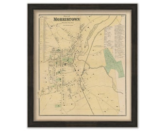 Village of MORRISTOWN, Morris County, New Jersey 1868 - Replica or Genuine Original Map