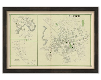 Village of NATICK, Massachusetts 1875 Map - Replica or Genuine ORIGINAL