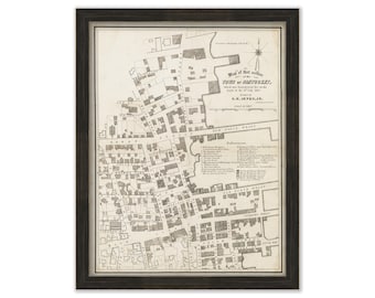 NANTUCKET, Massachusetts - 1846 Map  of that Section of Nantucket which was Destroyed by Fire