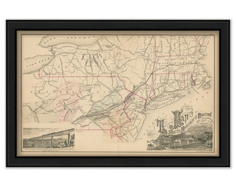 SOUTH MOUNTAIN and BOSTON Railroad 1876 Map - Replica or Genuine Original