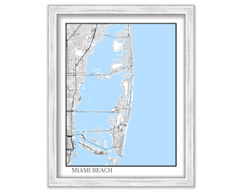 MIAMI BEACH, Florida  -  Contemporary Map Poster