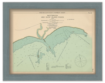 Westbrook and Duck Island Roads, Connecticut - Nautical Chart by George W. Eldridge Colored Version 0320
