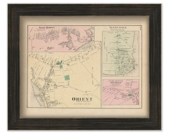 Orient Village, Southold, New York 1873 Map, Replica and GENUINE ORIGINAL