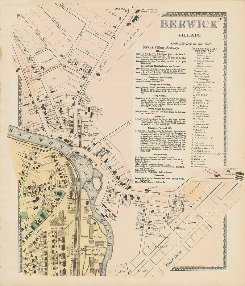 Village of BERWICK Maine 1872 Map Etsy