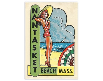 NANTASKET BEACH, Massachusetts-Retro Poster