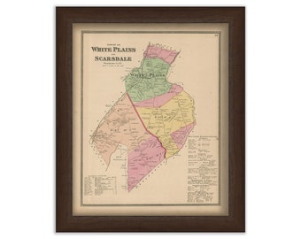 Towns of WHITE PLAINS and SCARSDALE, New York 1868 Map