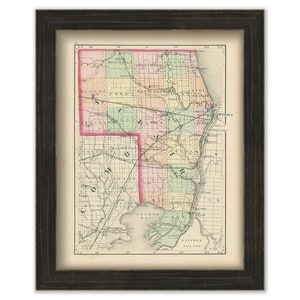 CLAIRE COUNTY, Michigan 1873 Map - Replica or Genuine Original