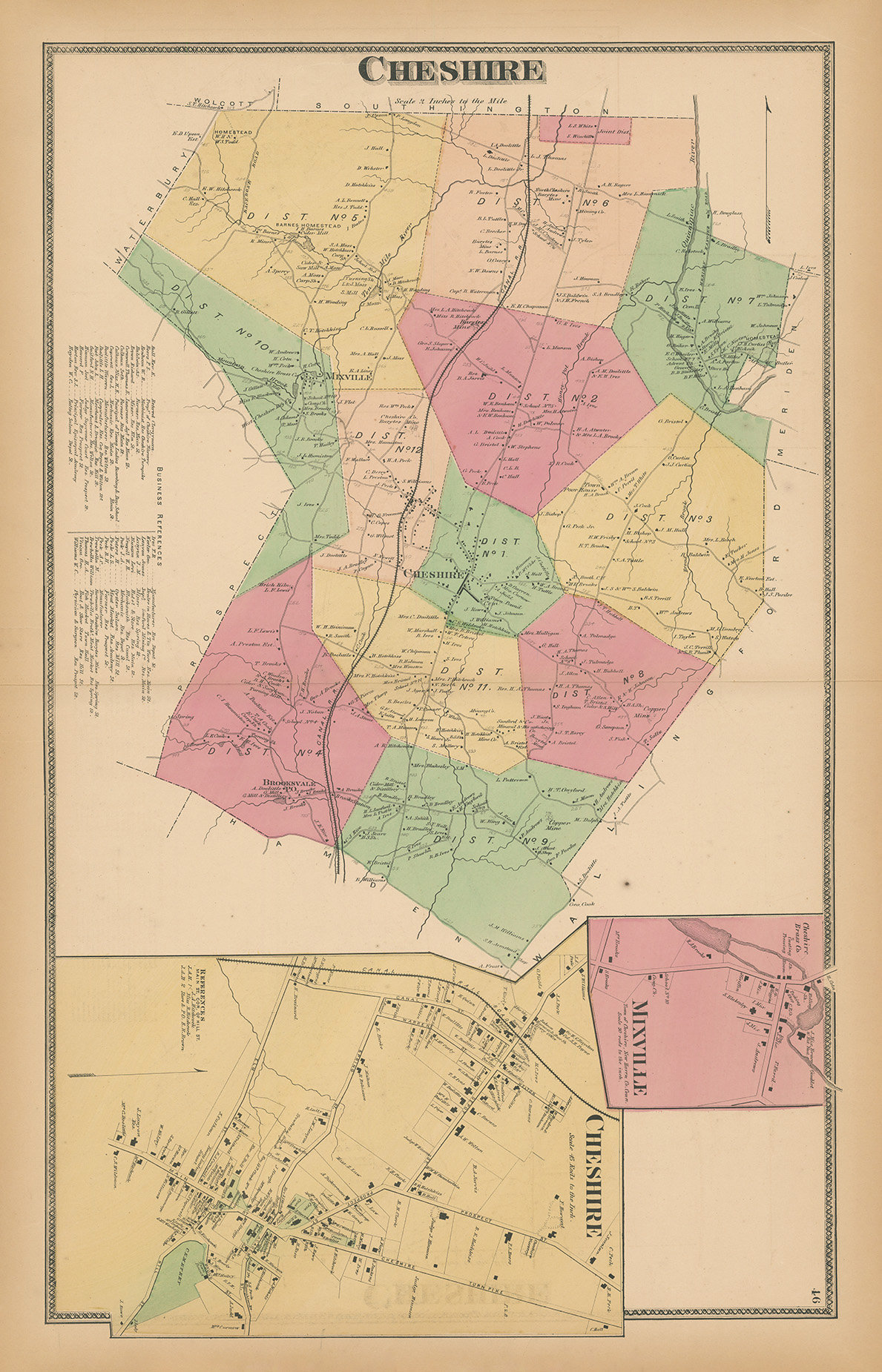 CHESHIRE, Connecticut, 1868 Map, Replica or Genuine Original