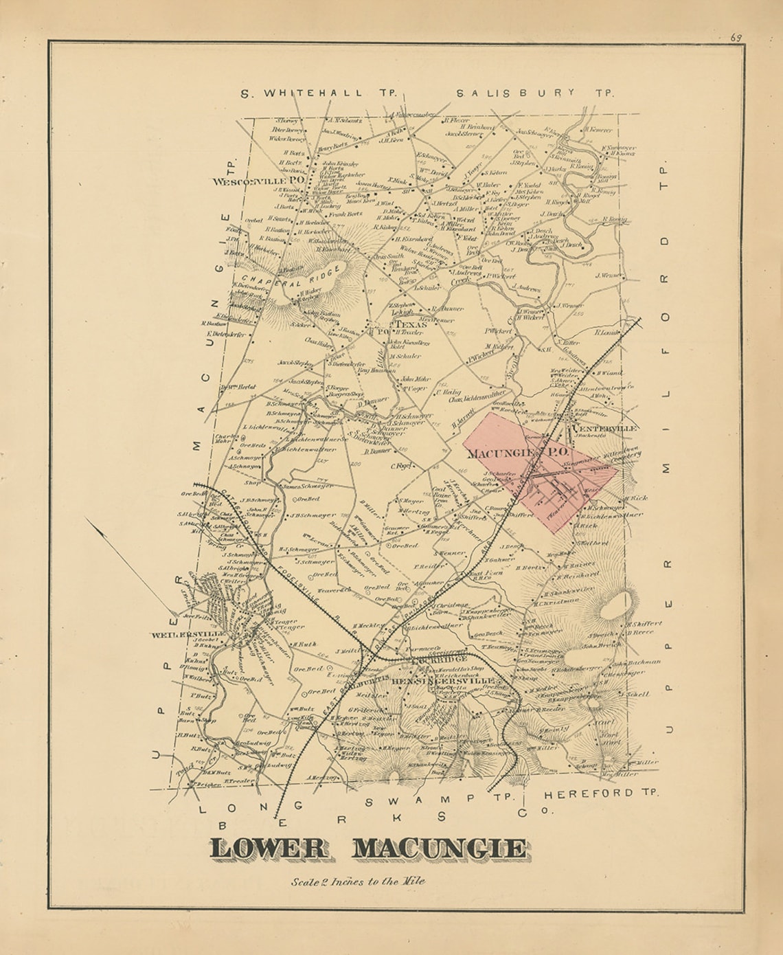 LOWER MACUNGIE Pennsylvania 1876 Map Replica or Genuine Etsy
