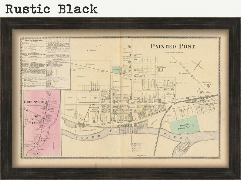 Village of PAINTED POST New York 1873 Map Replica or Genuine Etsy