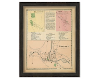 Village of CHESTER, Massachusetts 1870 Map - Replica or Genuine ORIGINAL