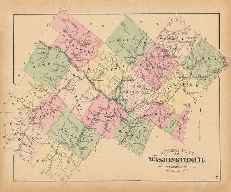 FAYSTON and WAITSFIELD Vermont 1873 Map Etsy