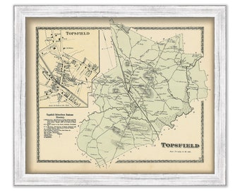 TOPSFIELD, Massachusetts 1872 Map - Replica or Genuine ORIGINAL