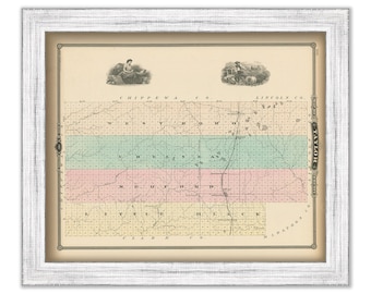 LINCOLN COUNTY, Wisconsin 1878 Map, Replica or Genuine Original