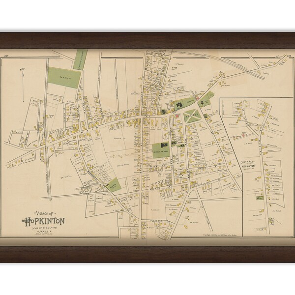 HOPKINTON, Massachusetts 1889 Map - Replica or Genuine ORIGINAL