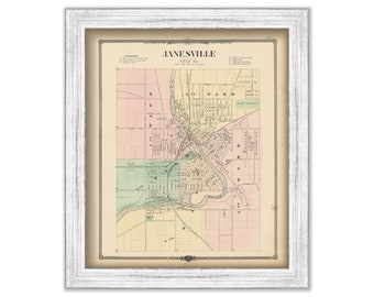 JANESVILLE, Wisconsin 1878 Map, Replica or Genuine Original