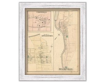 HULMEVILE, ATTLEBORO and CORNWELLS, Pennsylvania  - 1876 Map
