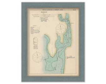 Warren, Rhode Island - Nautical Chart by George W. Eldridge Colored Version 0327