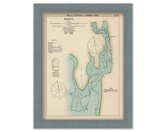 Warren, Rhode Island - Nautical Chart by George W. Eldridge Colored Version 0327
