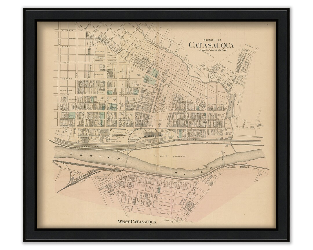 CATASAUQUA Pennsylvania 1876 Map Replica or Genuine Etsy