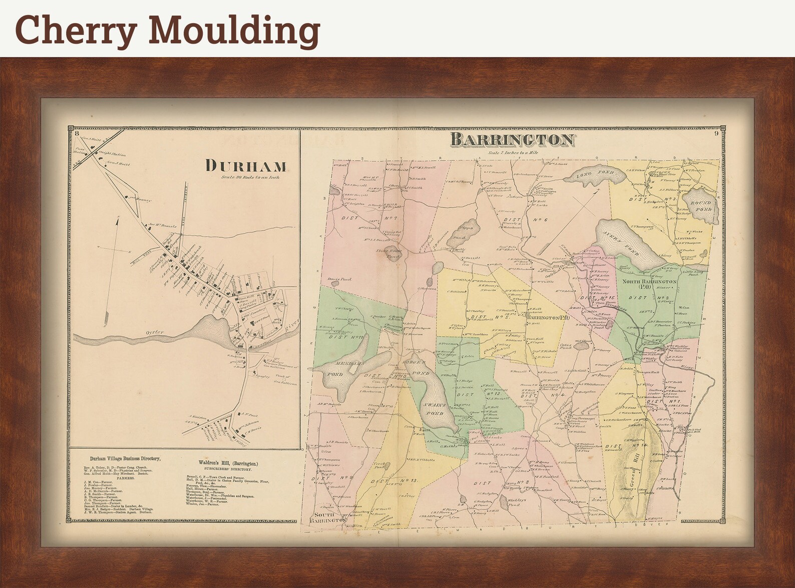 Town of BARRINGTON New Hampshire 1871 Map Replica or GENUINE Etsy
