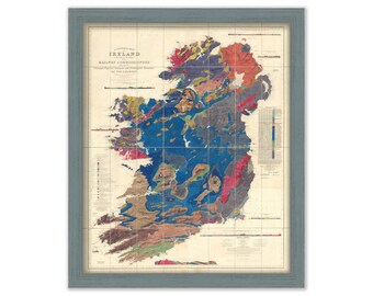 IRELAND GEOLOGICAL MAP  - Published in 1855