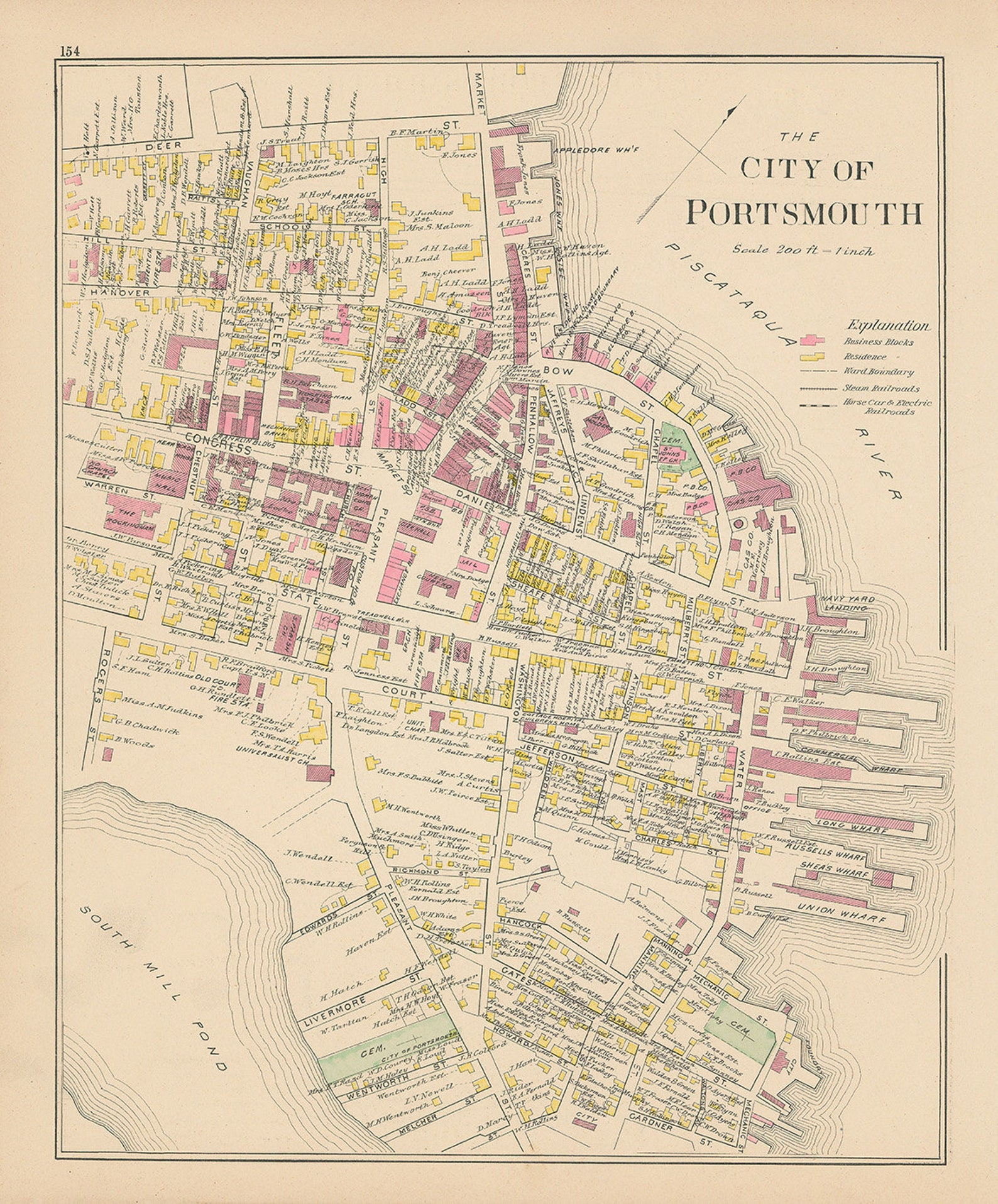 PORTSMOUTH New Hampshire 1892 Map Etsy