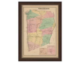 Town of GREENBURG, New York 1868 Map