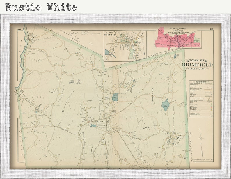 BRIMFIELD Massachusetts 1894 Map Replica or Genuine Etsy