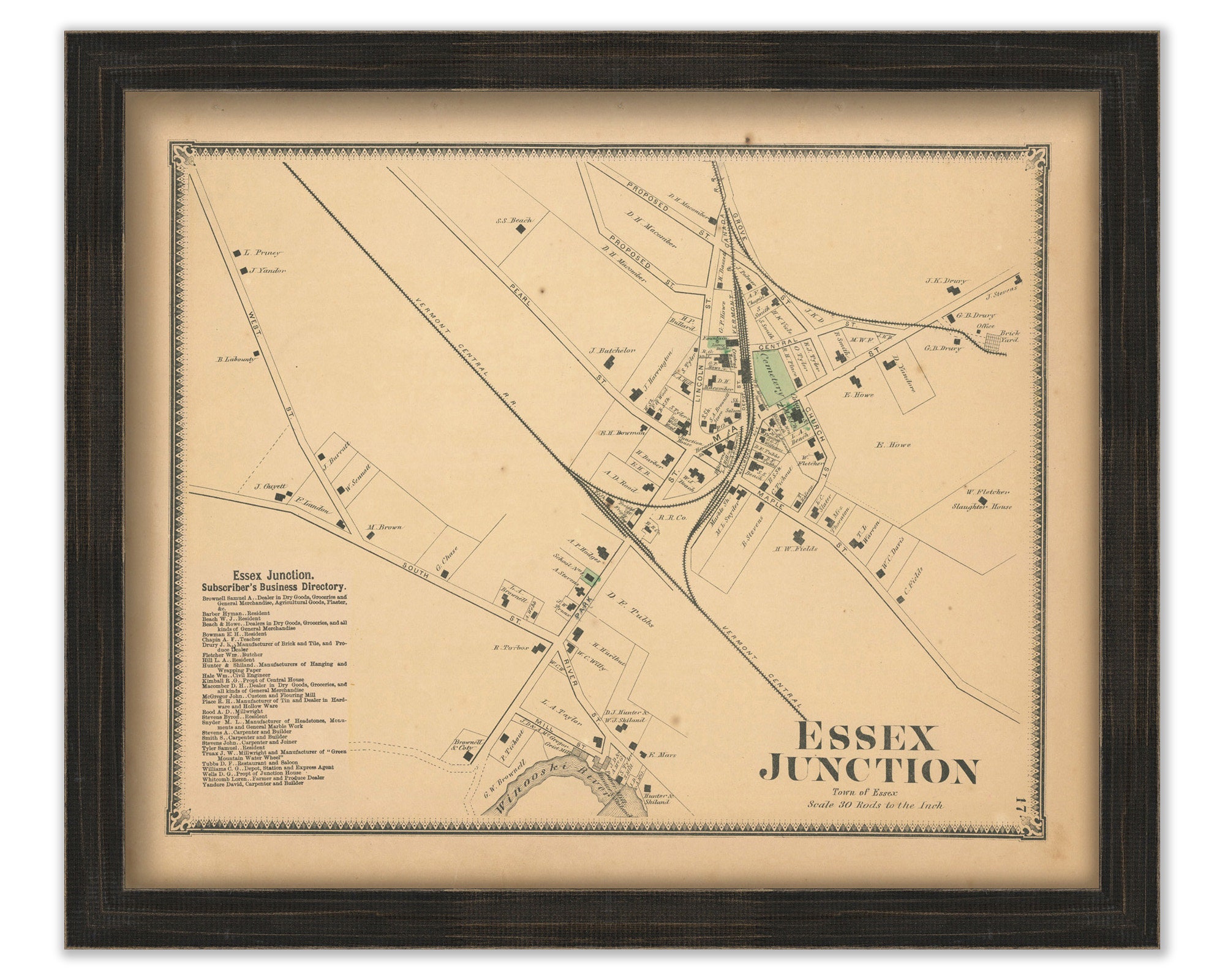 Essex Junction Vermont 1869 Map