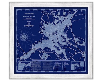 SQUAM LAKE, New Hampshire 1957 Nautical Chart Blueprint