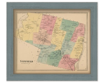 SUFFIELD, Connecticut, 1869 Map, Replica or GENUINE ORIGINAL