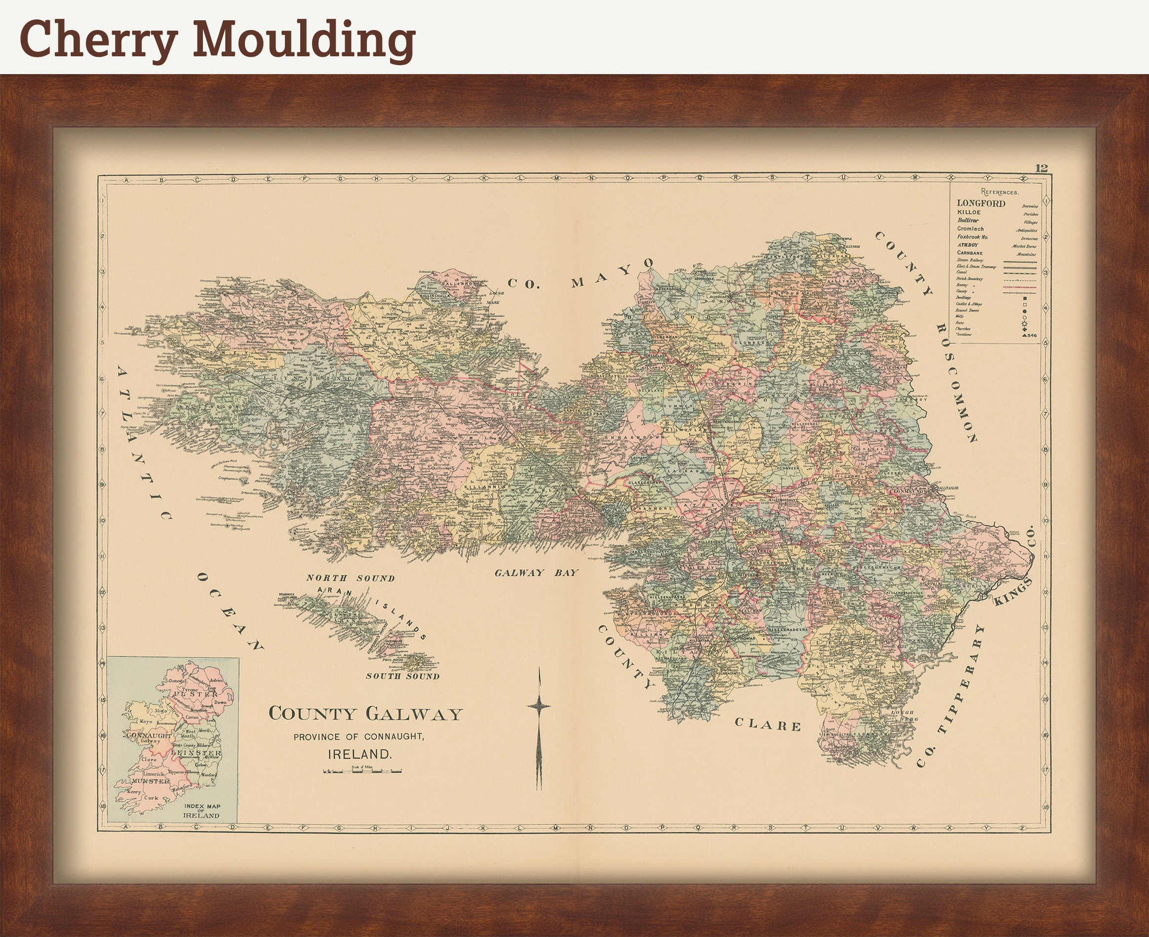COUNTY GALWAY, Ireland 1901 Map Replica or Genuine ORIGINAL