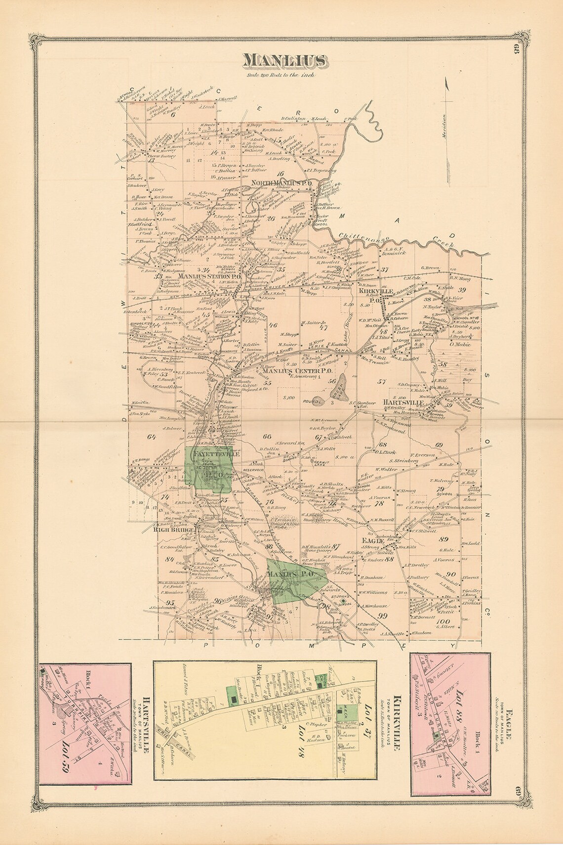 MANLIUS New York 1874 Map Etsy