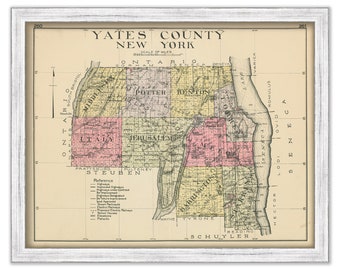 YATES County, New York 1912 Map, Replica or GENUINE ORIGINAL