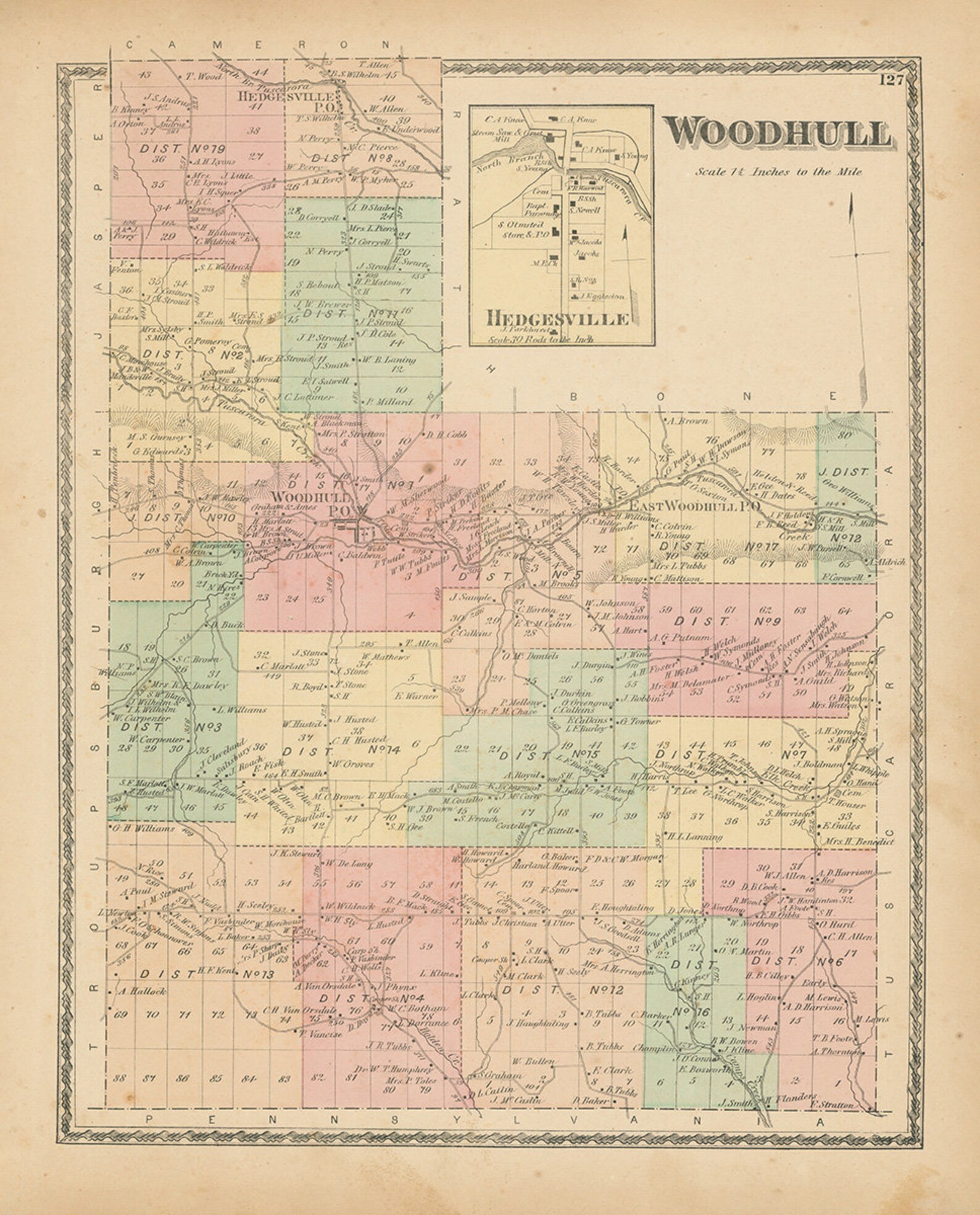 WOODHULL New York 1873 Map Replica or Genuine ORIGINAL Etsy