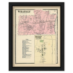 Town of WHATELY, Massachusetts 1871 Map - Replica or Genuine ORIGINAL