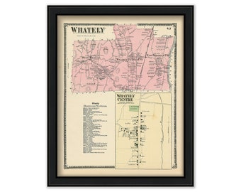 Town of WHATELY, Massachusetts 1871 Map - Replica or Genuine ORIGINAL