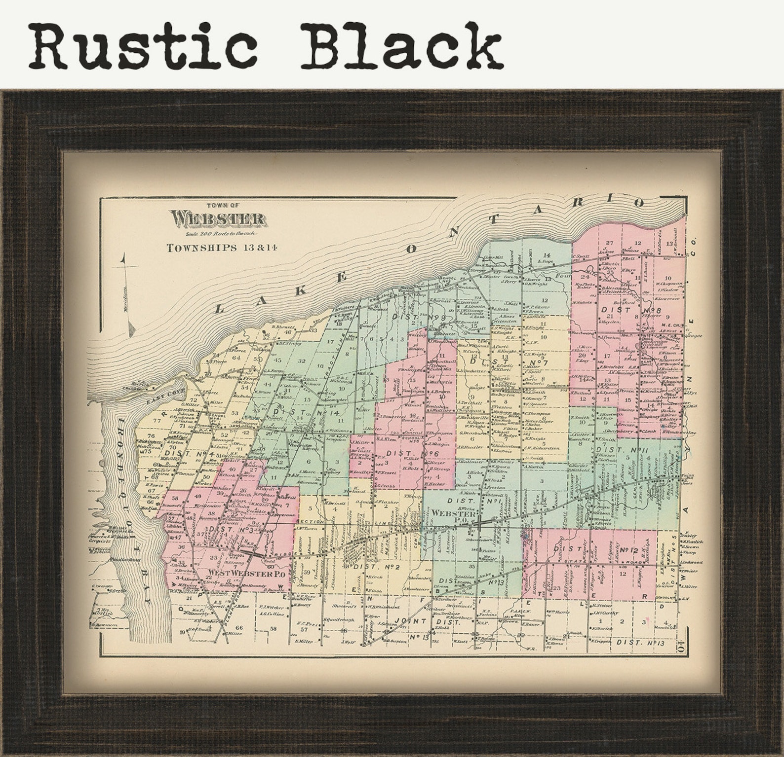 Town of WEBSTER New York 1872 Map Etsy