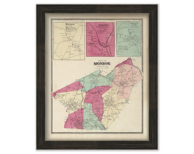 MONROE, Connecticut Map 1867