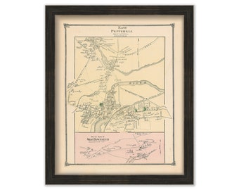 EAST PEPPERELL, Massachusetts 1875 Map - Replica or Genuine ORIGINAL