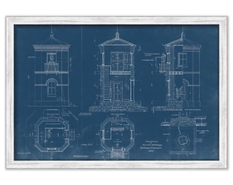 CRAIGHILL CHANNEL Cut-Off Range Front Lighthouse, Maryland  - Blueprint Drawing and Plan of the Lighthouse as it was in 1885.