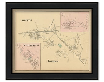 ALBURTIS and SCHNECKSVILLE, Pennsylvania 1876 Map - Replica or Genuine Original