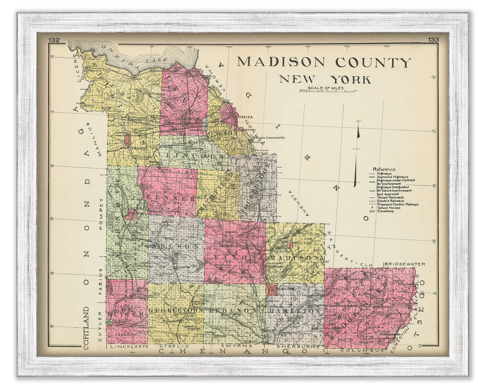 MADISON County New York 1912 Map Replica or GENUINE ORIGINAL Etsy
