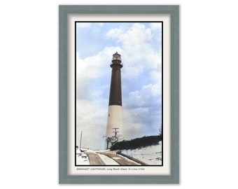 BARNEGET LIGHTHOUSE, Long Beach Island, New Jersey -  Colorized Old Photo circa 1920