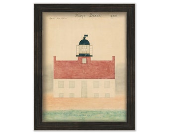 MAYO BEACH LIGHTHOUSE, Wellfleet, Massachusetts - Drawing and Plan of the Lighthouse as it was in 1838.