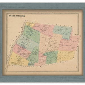 South Windsor, Hartford County, Connecticut, 1869 Map, Replica or GENUINE ORIGINAL
