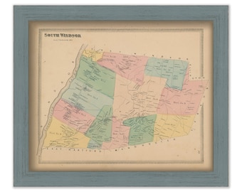 South Windsor, Hartford County, Connecticut, 1869 Map, Replica or GENUINE ORIGINAL