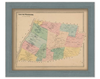 South Windsor, Hartford County, Connecticut, 1869 Map, Replica or GENUINE ORIGINAL