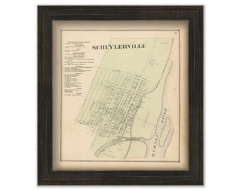 SCHUYLERVILLE, New York 1866 Map, Replica or Genuine ORIGINAL